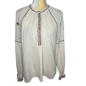 Hartford Alternative Classics Peasant Blouse Embroidery Top Size 3  8